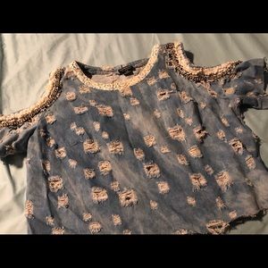 Vintage jean shirt , Broken , Stones.